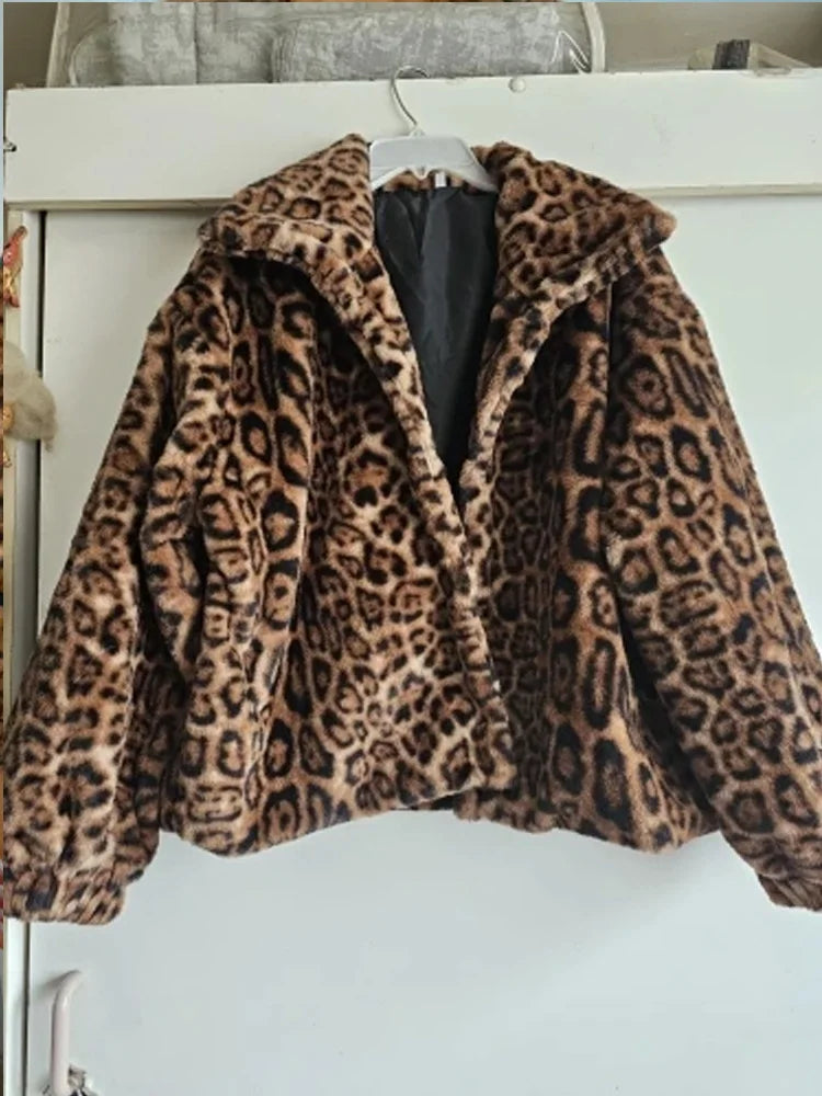 Casual Loose Outerwear Autumn Winter Woman Tops New Fashion Leopard Printing Women Coats Jackets Cardigan Clothes