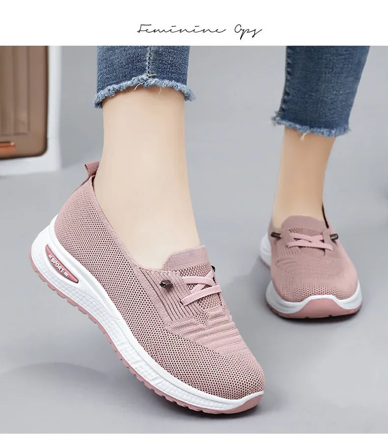 2025 Women's Casual Shoes Fashion Breathable Walking Flat Bottom Sports Shoes Women's Fitness Large Pink Women's Shoes 36-43