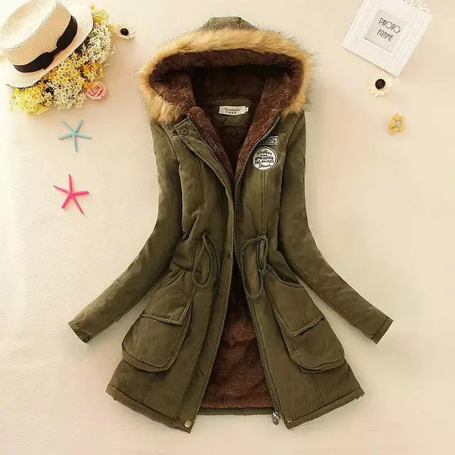 2025 New Autumn Winter Women Cotton Jacket Padded Casual Slim Coat Emboridery Hooded Parkas Wadded Warm Overcoat Fashion Parkas