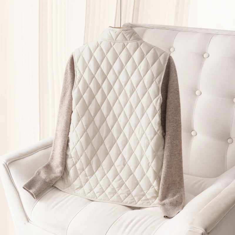 2025 Lightweight Cotton Vest for Middle-Aged And Elderly Women Stand Collar Sleeveless Casual Outerwear Anti-Cold And Warmth