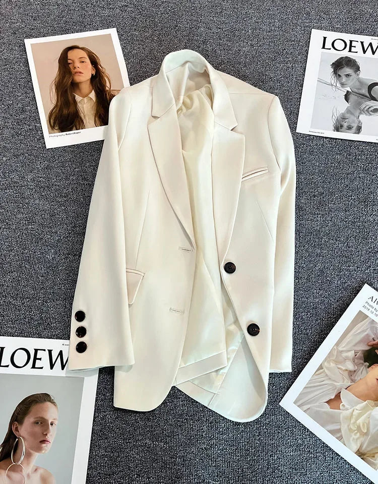 Elegant Office Lady Blazers for Women 2025 Fashion Long Sleeve Single Button Blazer Coats Female Top Suit Jackets Outerwears