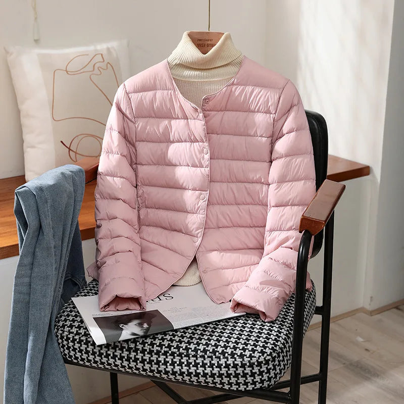 2025 New Arrivals Autumn Winter Warm Women White Duck Down Slim Jackets Female Fashion Ultra Lightweight Packable Puffer Coats
