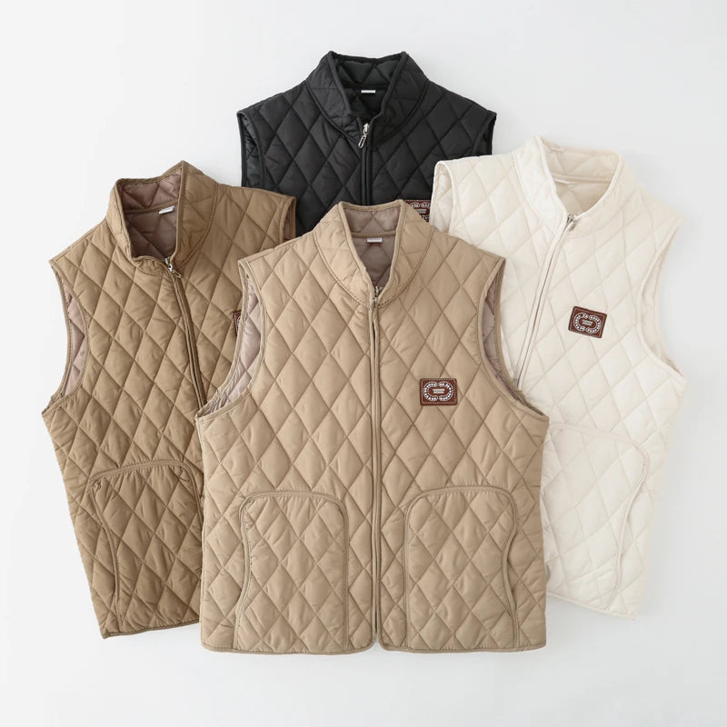 2025 Lightweight Cotton Vest for Middle-Aged And Elderly Women Stand Collar Sleeveless Casual Outerwear Anti-Cold And Warmth