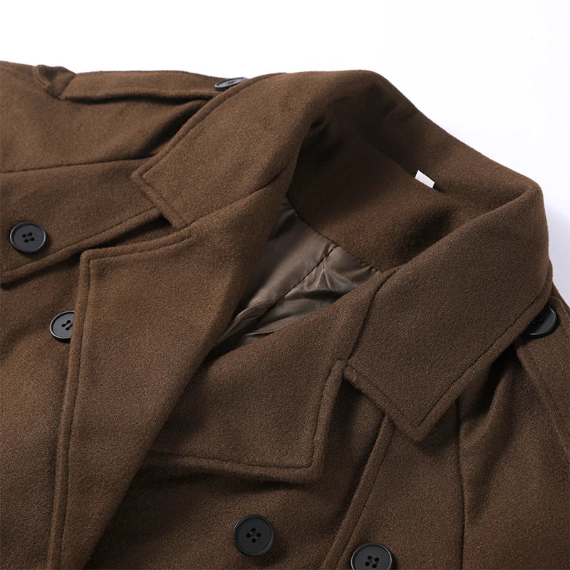 Belts Double Breasted Women's OverCoat Elegant Laple Pocket Full Sleeve Female Coat 2025 Autumn Winter Fashion New Lady Outwears