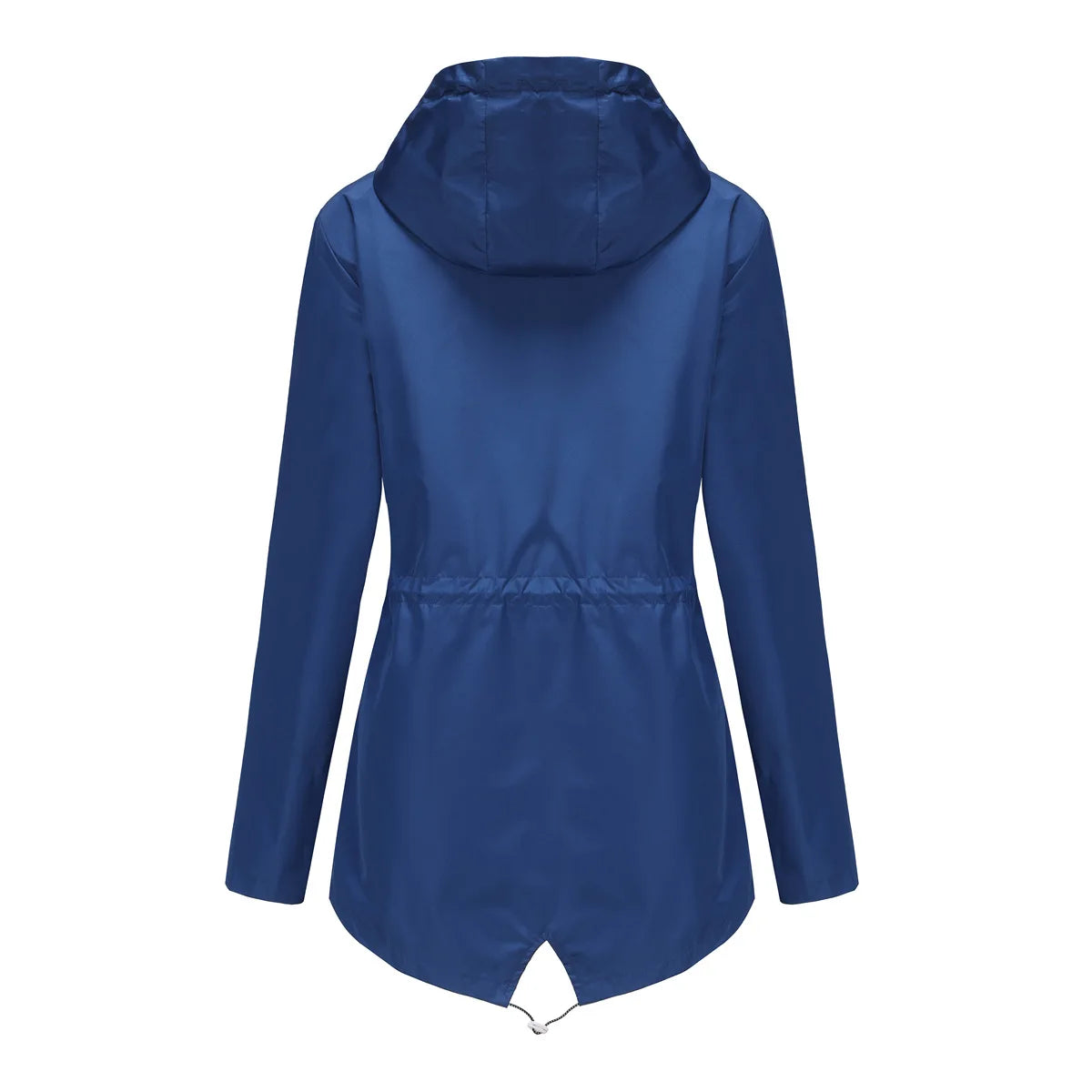 Red Waterproof Hooded Jacket, Women Fashion Casual Coat, Waist Drawstring Tie Zipper Switch Blue Green Yellow Black Windbreaker