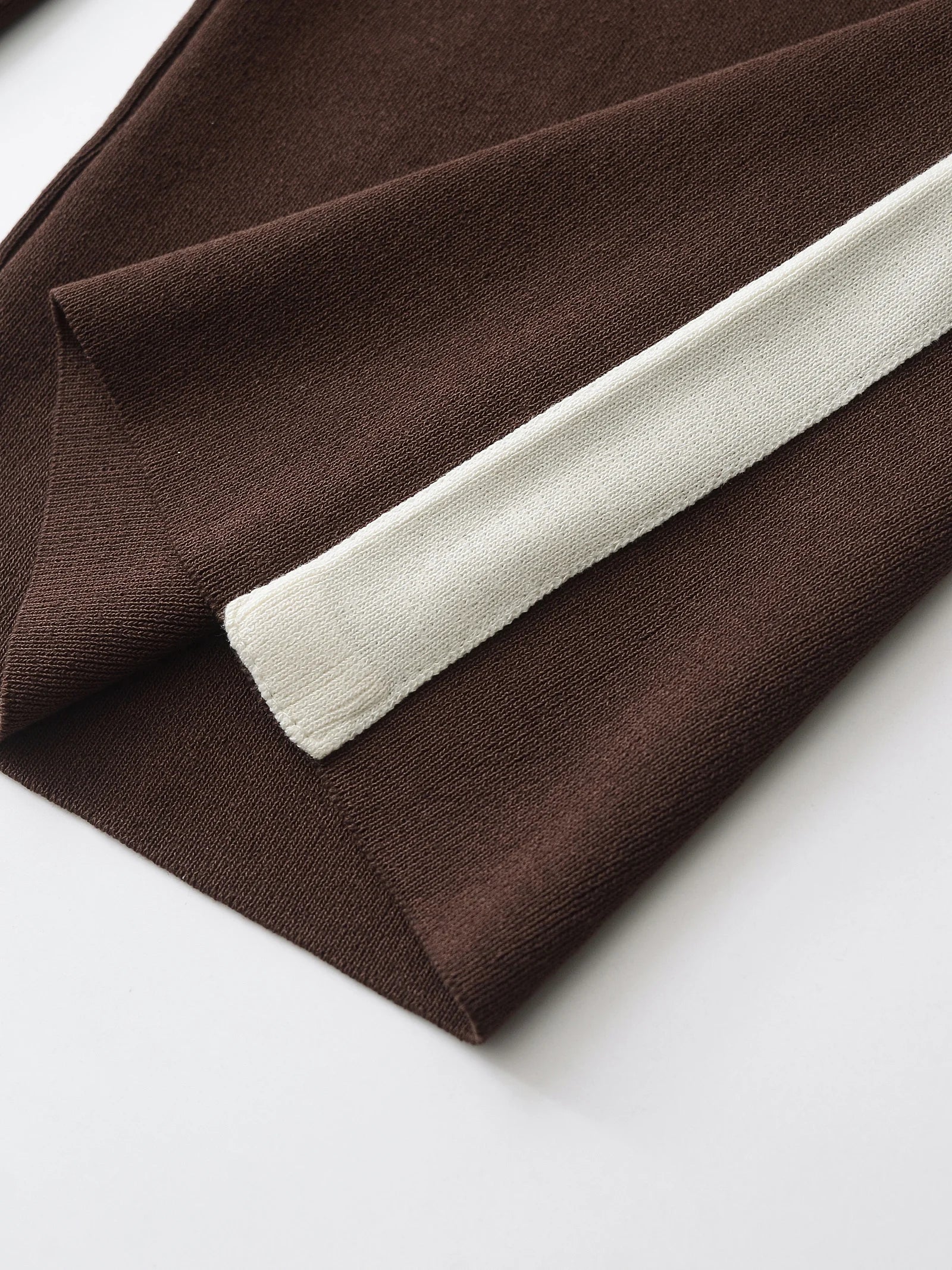 DUOPERI Women Fashion 2 Piece Sets Brown Pullover Sweatshirts & High Elastic Waist Trousers Feamle Chic Lady Pants Set