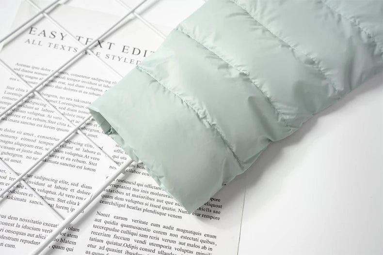 Women Liner Duck Down Jacket O-neck Variable V-neck 2025 New Female Winter Keep Warm Collarless Ultralight Quilted Puffer Coat