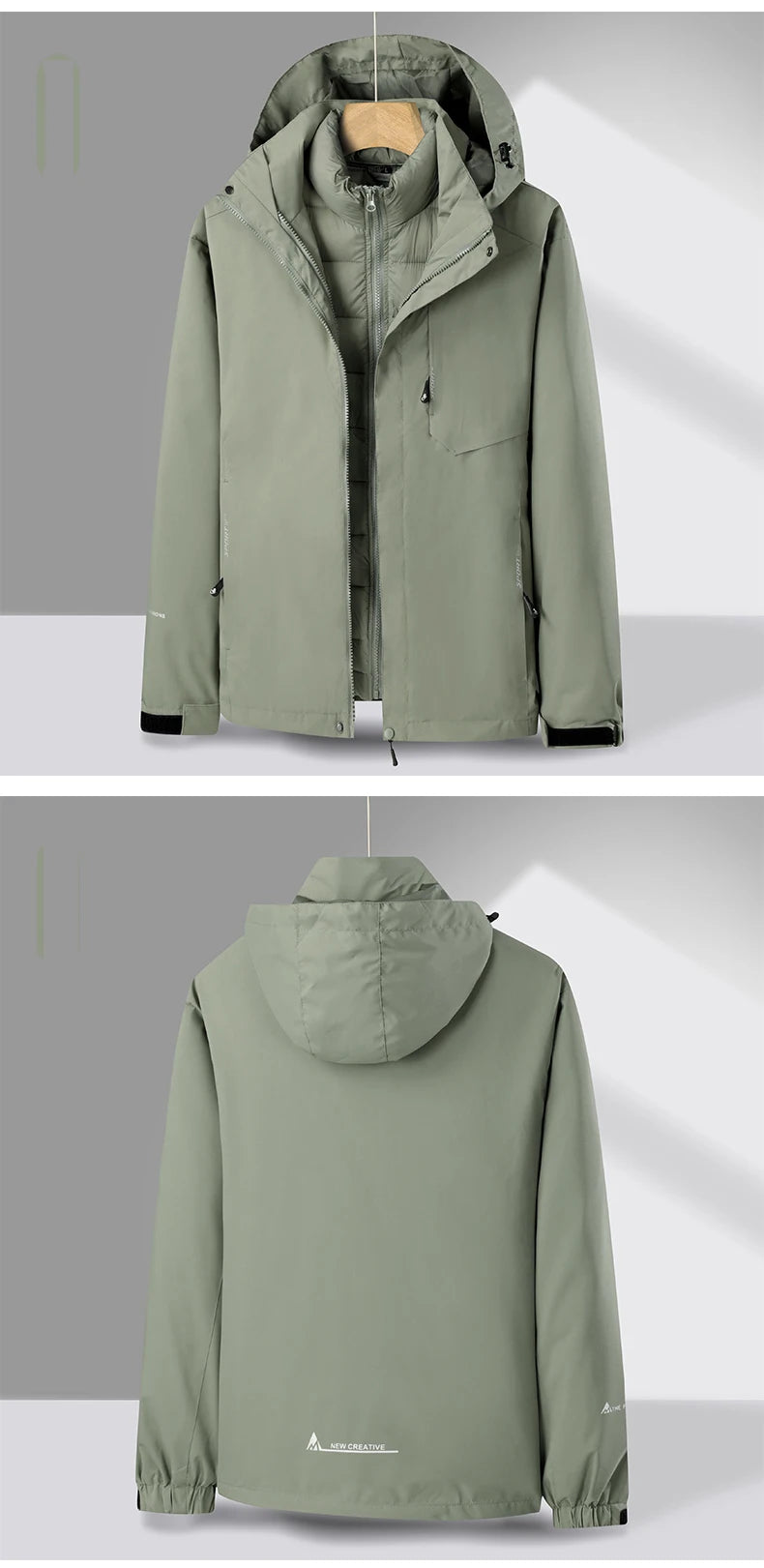 CHRLCK Women's 3 In 1 Thick Hiking Jacket Down Cotton Waterproof Winter Windbreaker Outdoor Warm Camping Jacket Windproof Coat