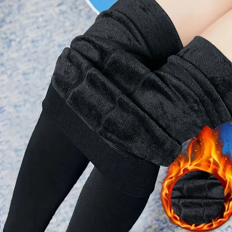 Cozy Fleece-Lined Women’s Tights High Waist Stretchy Warm Leggings for Winter Thick Warm Thermal Underwear Tights Pants