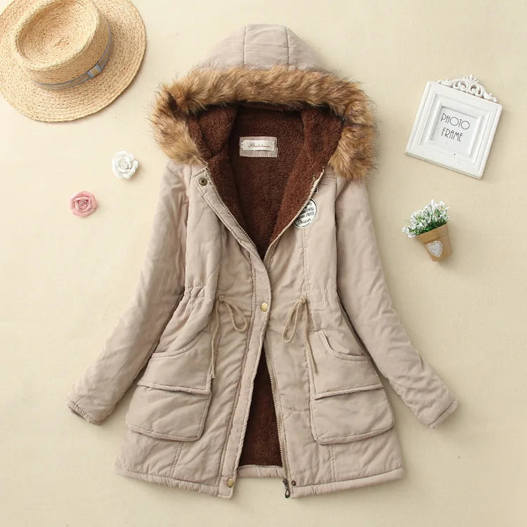 2025 New Autumn Winter Women Cotton Jacket Padded Casual Slim Coat Emboridery Hooded Parkas Wadded Warm Overcoat Fashion Parkas