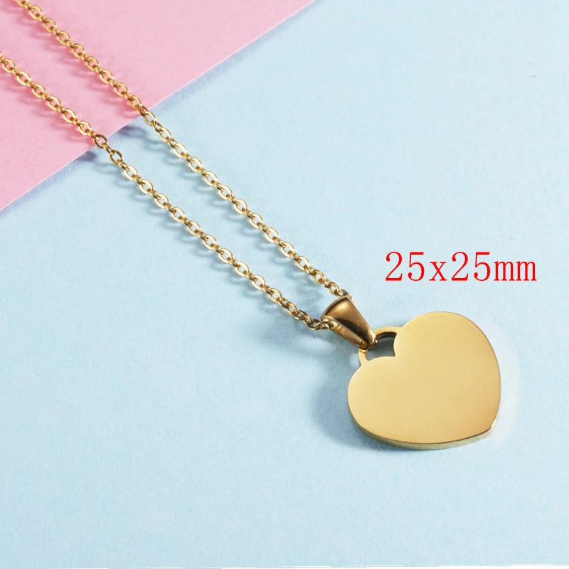 10pcs lot 304 Stainless steel mirror polished stainless steel heart-shaped charm necklace pendant for women's jewelry