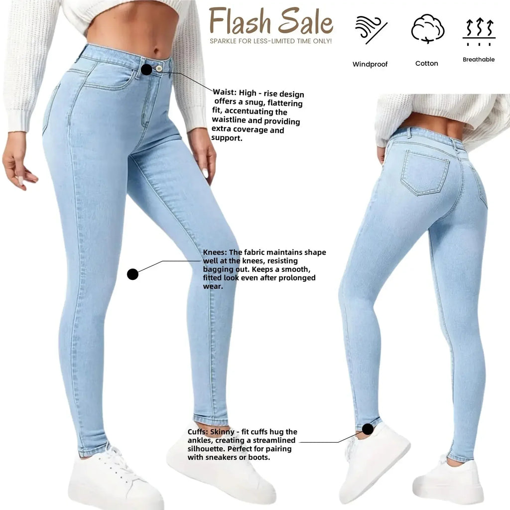 Trendy Y2k Jeans For Woman Blue Stretch Slim Fit Denim Pants Vintage Style High Waist Trousers Fashion Comfort Daily Wear