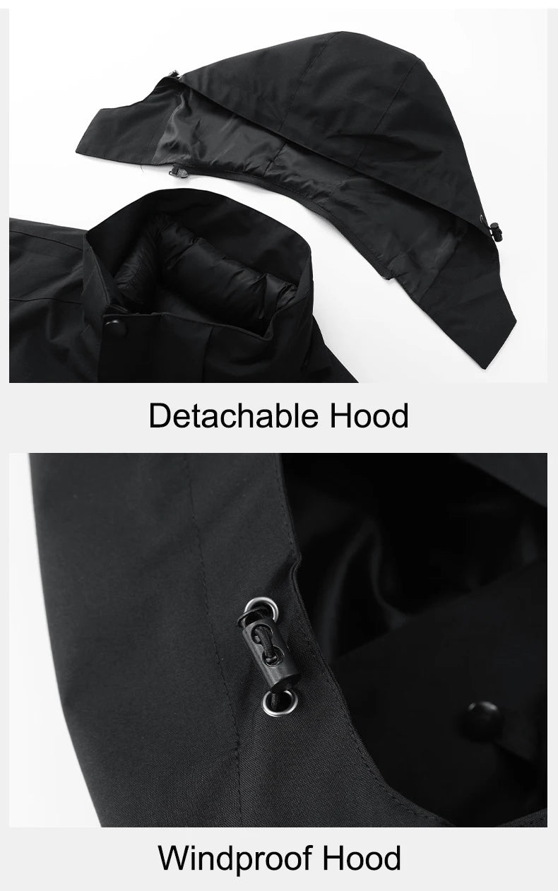 CHRLCK Women's 3 In 1 Thick Hiking Jacket Down Cotton Waterproof Winter Windbreaker Outdoor Warm Camping Jacket Windproof Coat