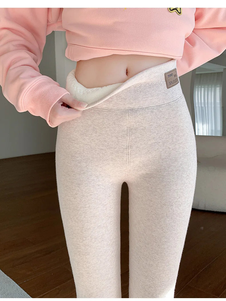 Extra Thick Lamb's Wool Bottom Pants Women's Outer Wear Autumn Winter Cold Protection Warm One Longer Thickened Cotton Pants