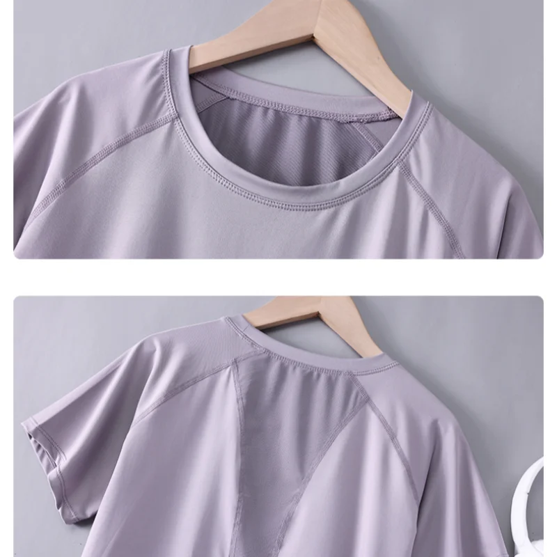 DRUR Women Sports T-shirt Short Sleeve Quick Dry Loose  Compression Shirt Female Summer Fitness Sweatshirt Running Gym Tops New