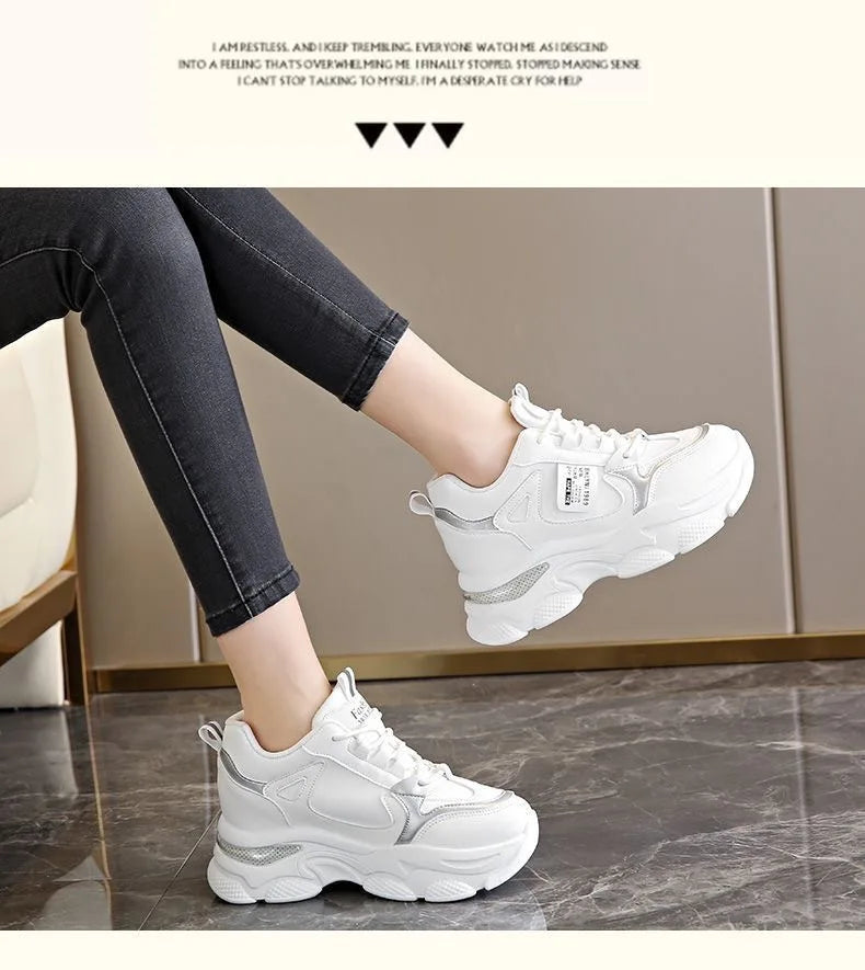 Women Thick Bottom Ultra-light Sneakers New Spring Autumn White Sports Shoes Casual Woman Comfort Breathable Running Shoes
