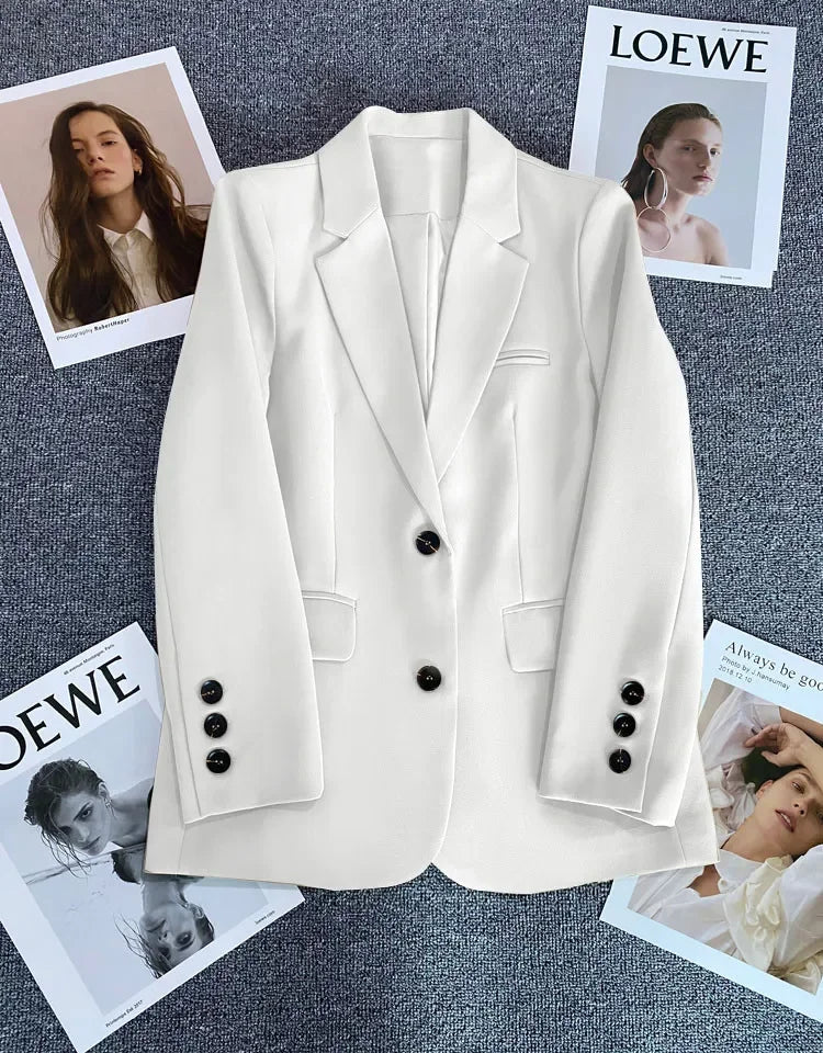 Elegant Office Lady Blazers for Women 2025 Fashion Long Sleeve Single Button Blazer Coats Female Top Suit Jackets Outerwears