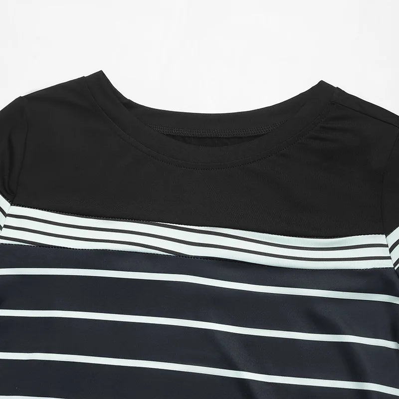 2025 new European and American autumn women's casual striped long sleeved t-shirt for women