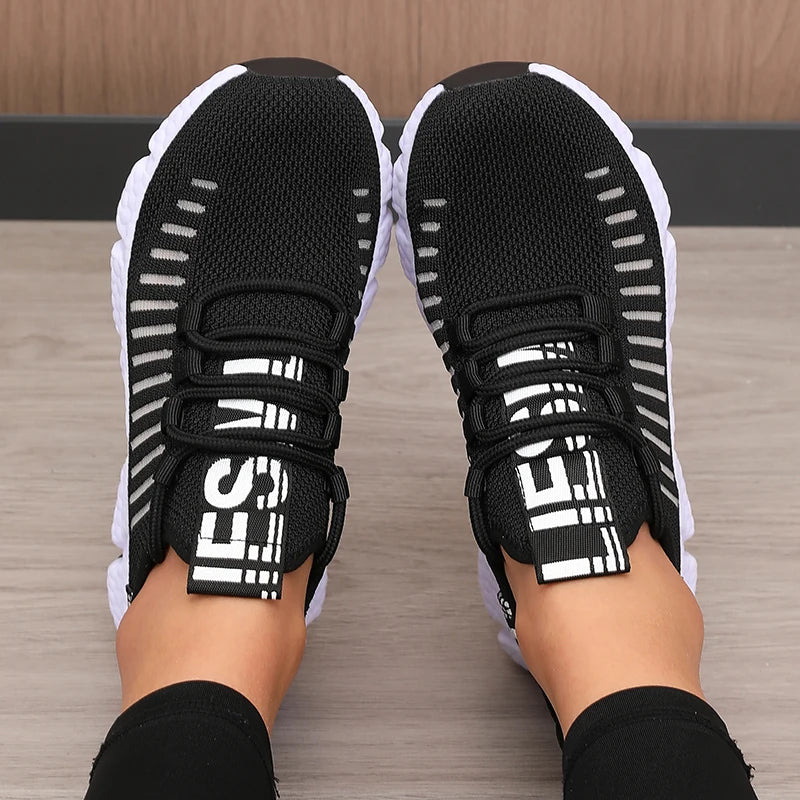 Women's Sports Shoes Mesh Lightweight Soft Sole Jogging Strap Breathable Fashion Sports Walking Casual Tennis Flat Shoes for Men