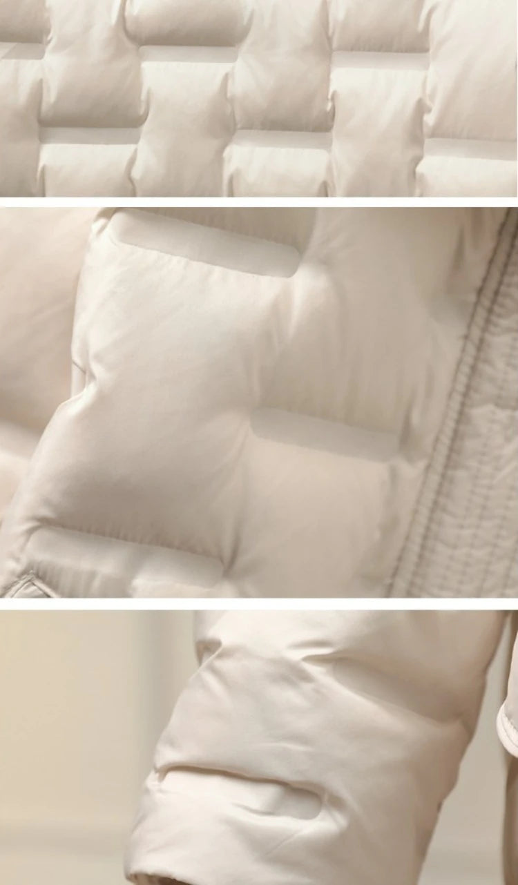 2025 Autumn Winter Women's New Puffer Jacket Short Hooded Thickened White Duck Down Coat Slim Fit Fashion Casual Warm Outerwear