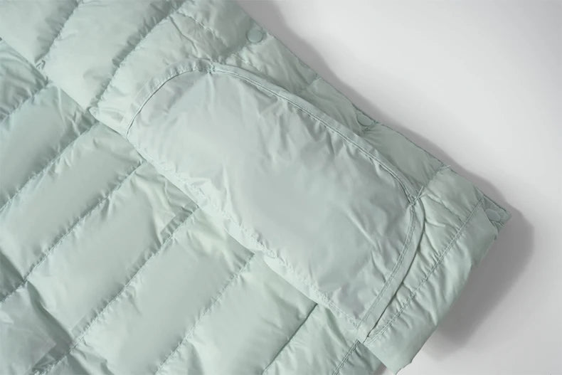 Women Liner Duck Down Jacket O-neck Variable V-neck 2025 New Female Winter Keep Warm Collarless Ultralight Quilted Puffer Coat