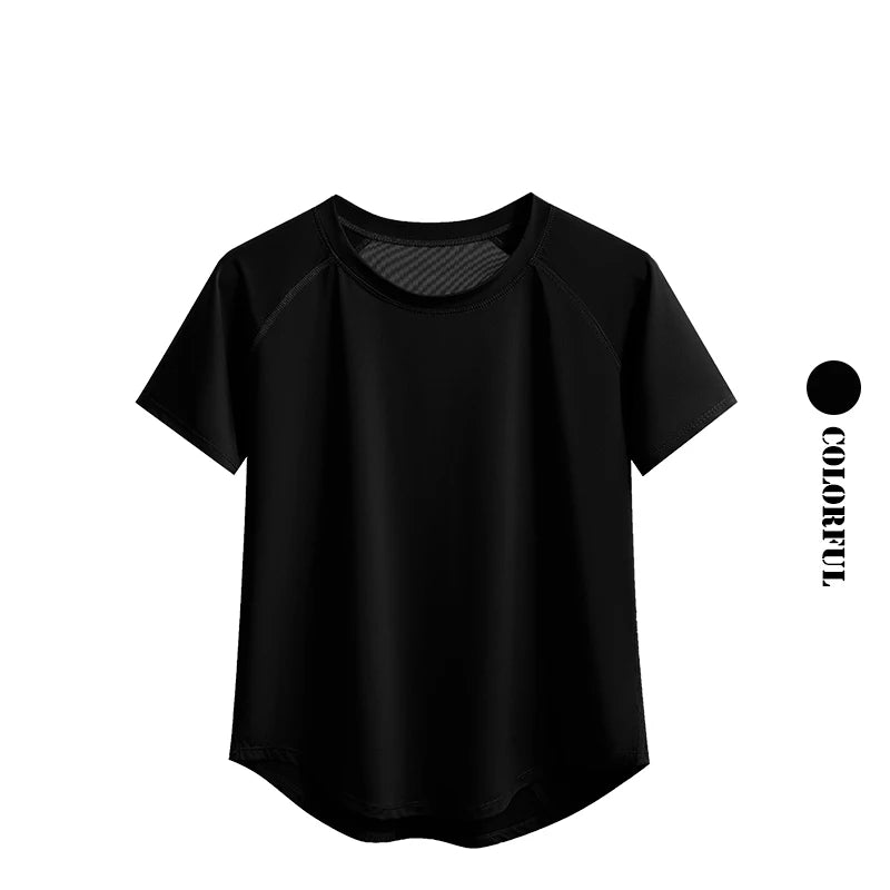 DRUR Women Sports T-shirt Short Sleeve Quick Dry Loose  Compression Shirt Female Summer Fitness Sweatshirt Running Gym Tops New