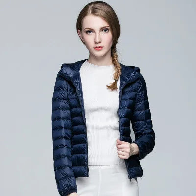 Women Hooded Short Puffer Jackets 2025 New Arrivals 90% White Duck Down Autumn Winter Ultra Lightweight Keep Warm Coats