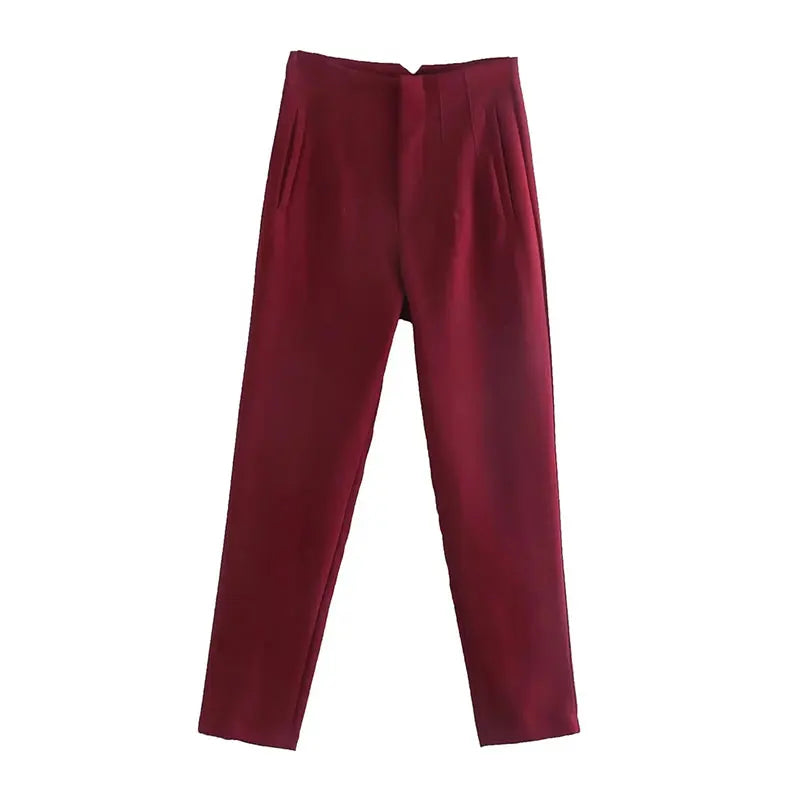 2025 Woman Solid Trouser High Waist Slim Zipper Fly Long Pants Female Wild Commute Office Lady Woman Pencil Pant Street