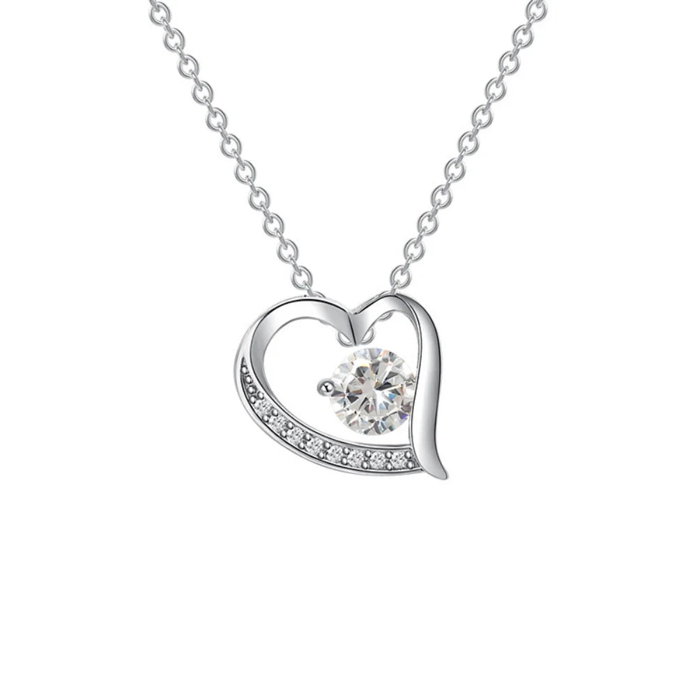 Women's Heart Pendant Clavicle Necklace Valentine's Day Gift Inlaid White Crystal Zirconia Fashion Jewelry Accessories