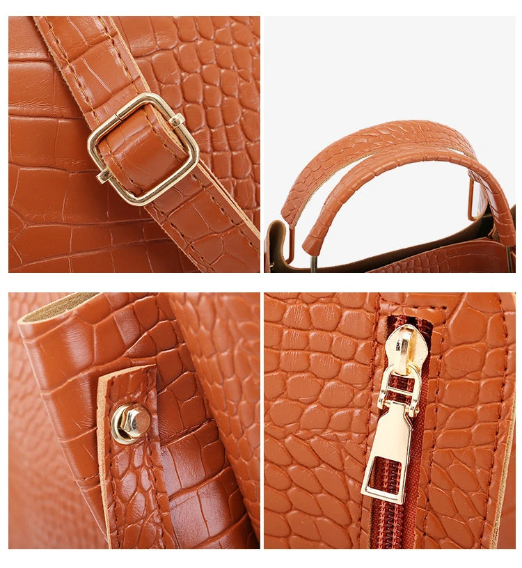 Women's Handbag 4-piece Set Women's Shoulder Bag Fashion Purse Vintage Leather Bag Large Capacity Handbag Inclined Shoulder Bag