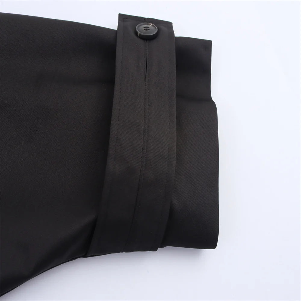 Autumn new European and American style hooded long sleeved lapel jacket single breasted trench coat short jacket