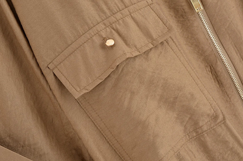 Women Adjustable Drawstring Waist Safari Shirt Short Sleeve Lapel Collar With   Pockets Loose Blouse Streetwear Lady Shirts