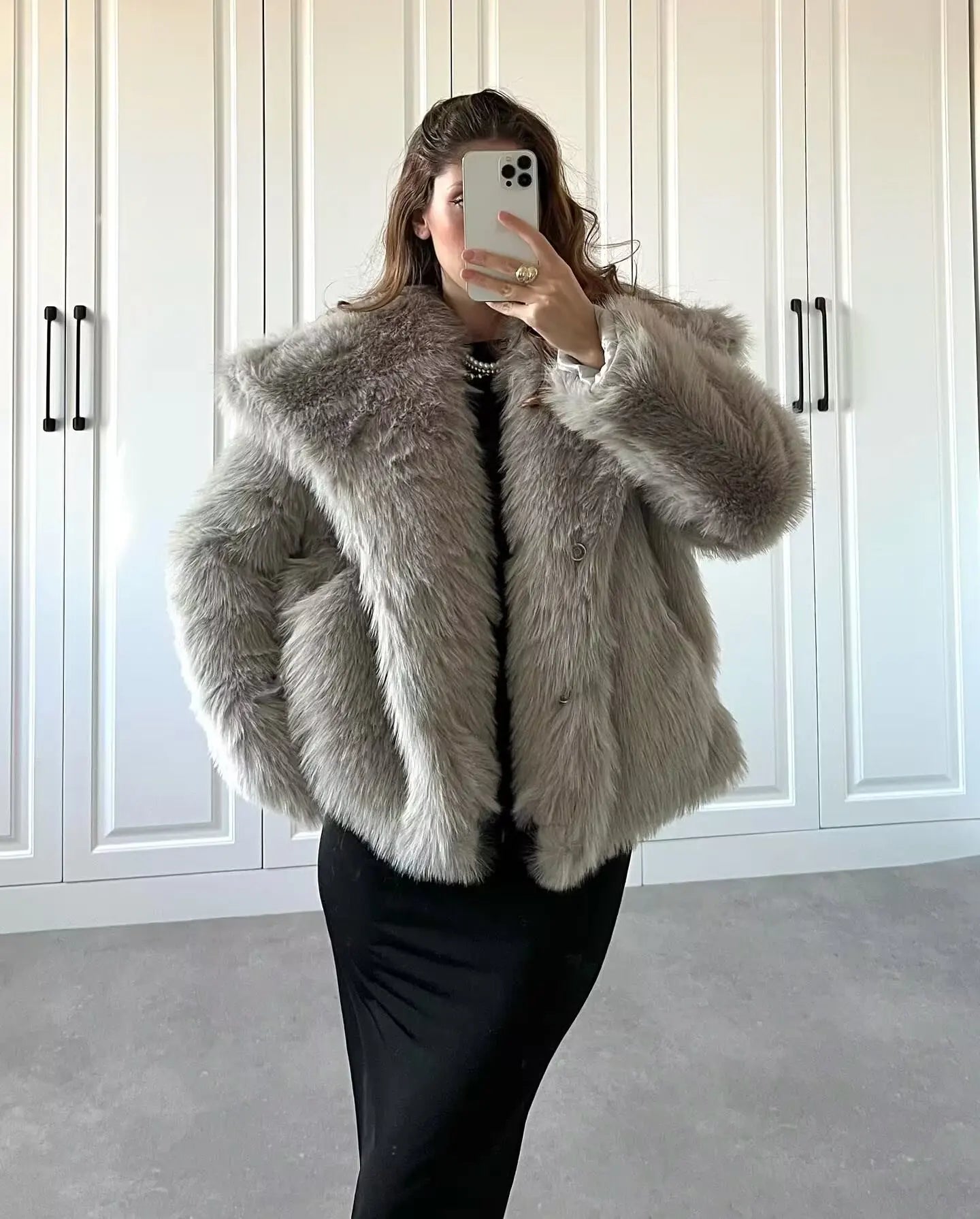 HXAO Winter Faux Fur Coat 2025 Woman New in coats Autumn Fur Plush Fluffy Jacket Warm Red Gray Black White Fur Coat Outerwears
