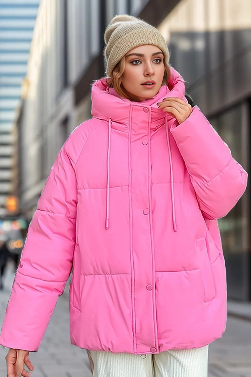 Best Selling Female's Padded Coat Winter Solid Color Hooded Women's Puffer Coat Versatile Thickened Quilted Jacket For Lady