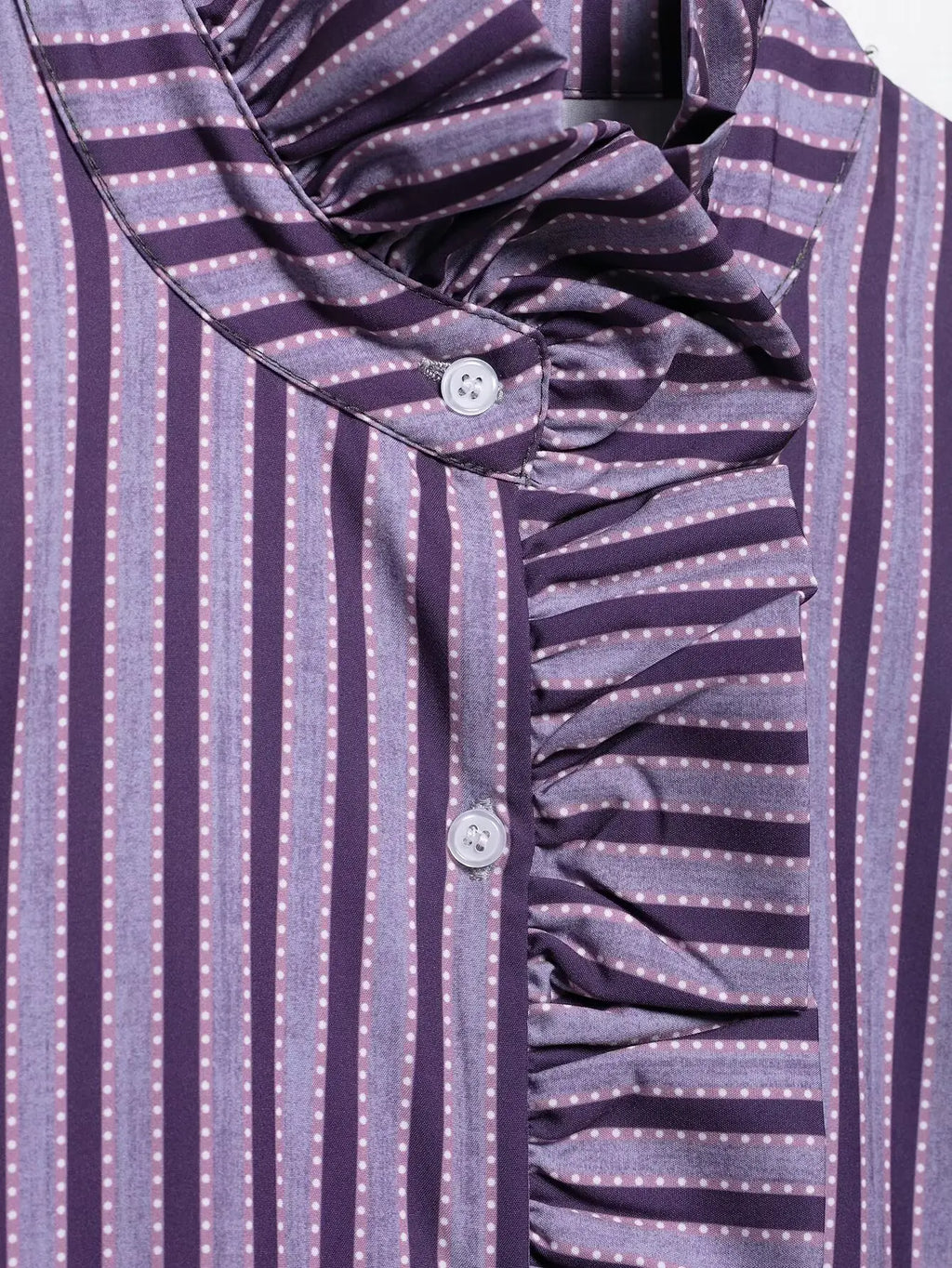 Yaphleet Women Elegant Ruffles Loose Purple Shirts 2025 Fashion Ladies Casual Blouses for Festival Female Chic Tops Clothes