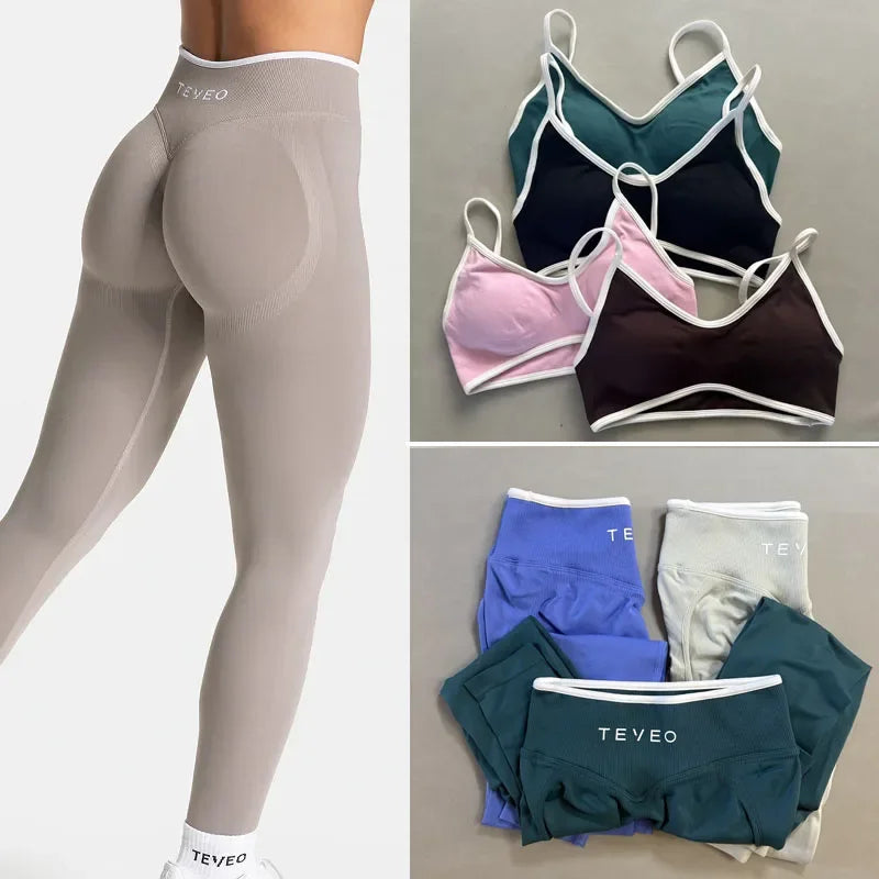 women  Leggings Women Ignite Gym Set Woman Leggings Set Workout Clothes Bra Set Seamless Scrunch Legging Yoga Set
