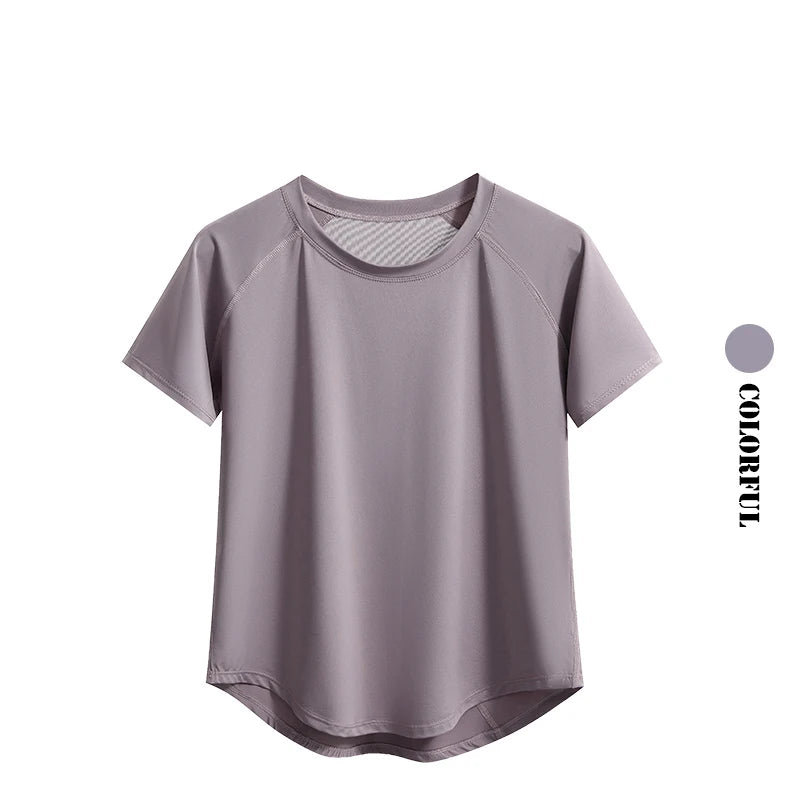 DRUR Women Sports T-shirt Short Sleeve Quick Dry Loose  Compression Shirt Female Summer Fitness Sweatshirt Running Gym Tops New