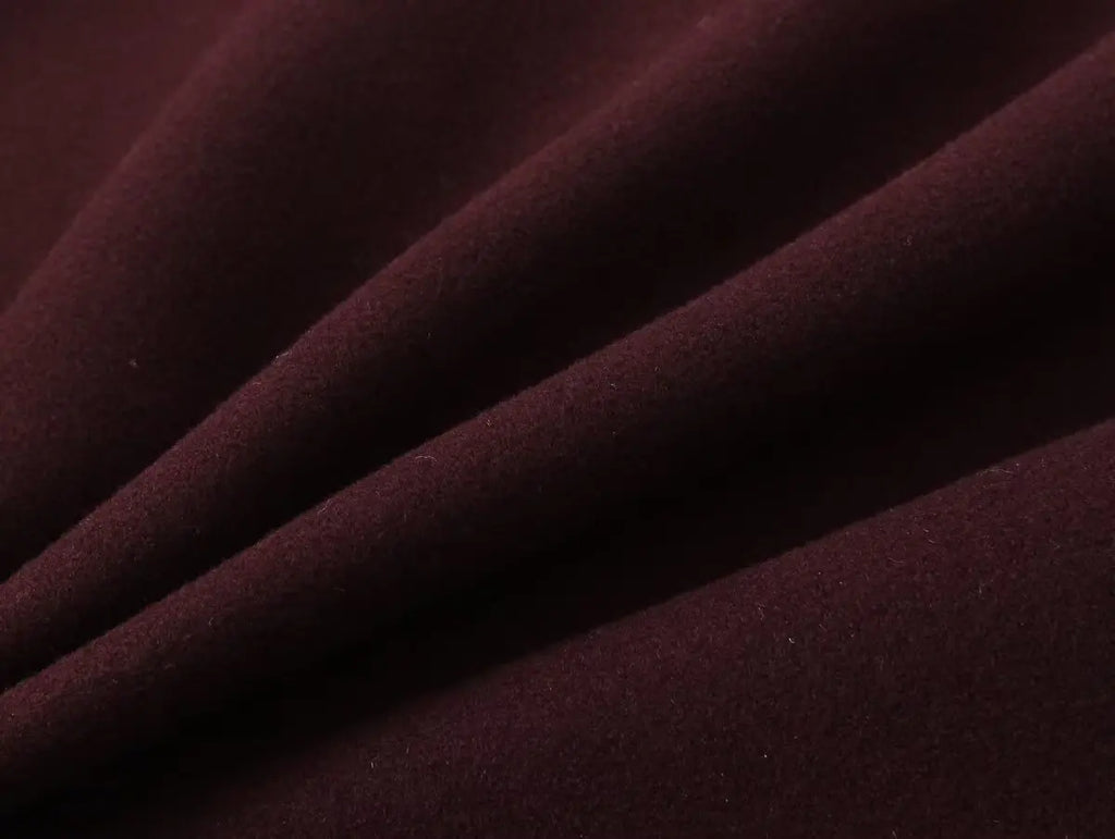 Women's Retro Wine Red Cropped Jacket Stand Collar Long Sleeve Buttoned Epaulettes Patch Pocket Coat Fall Winter New Jacket