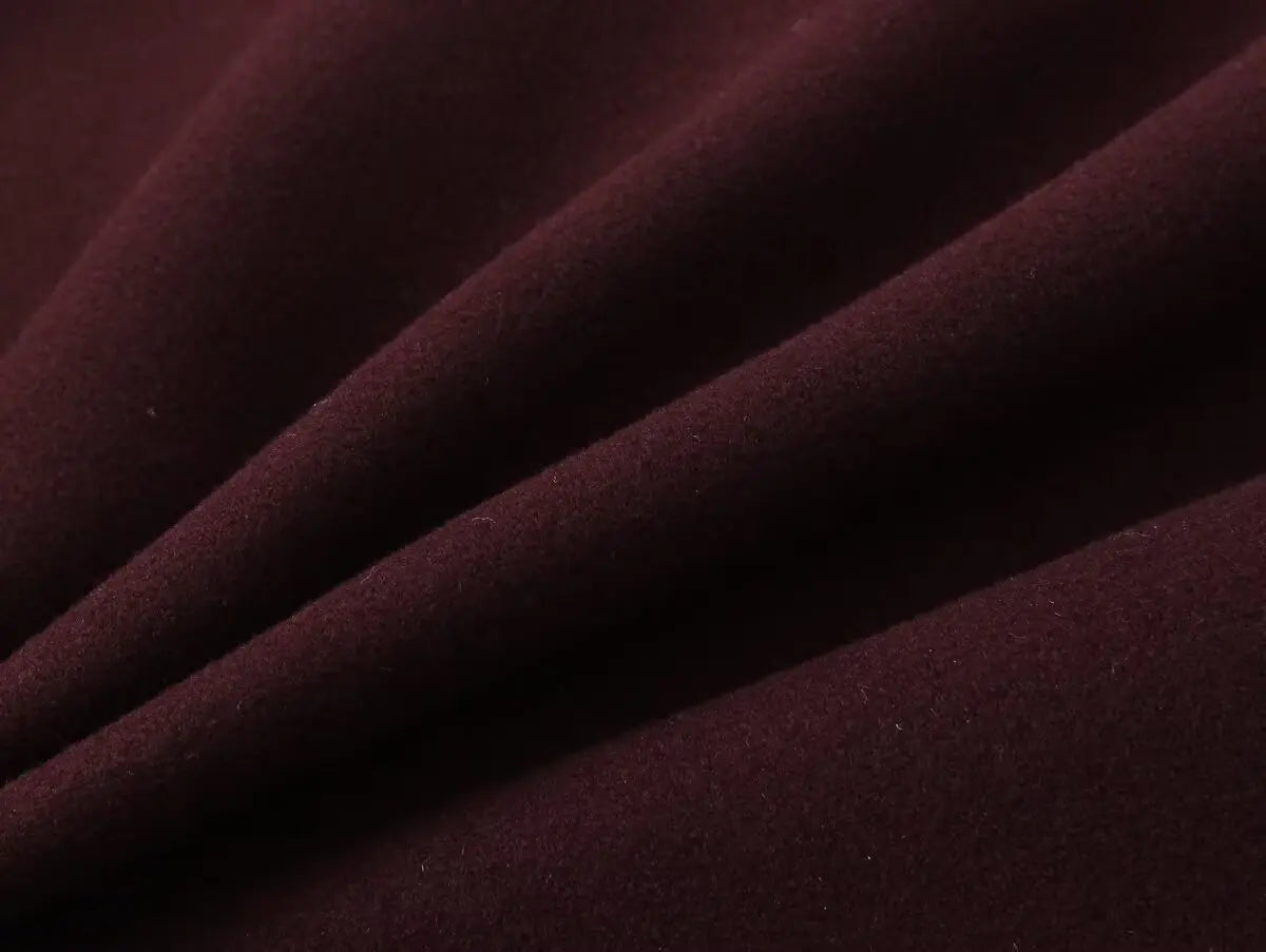 Women's Retro Wine Red Cropped Jacket Stand Collar Long Sleeve Buttoned Epaulettes Patch Pocket Coat Fall Winter New Jacket