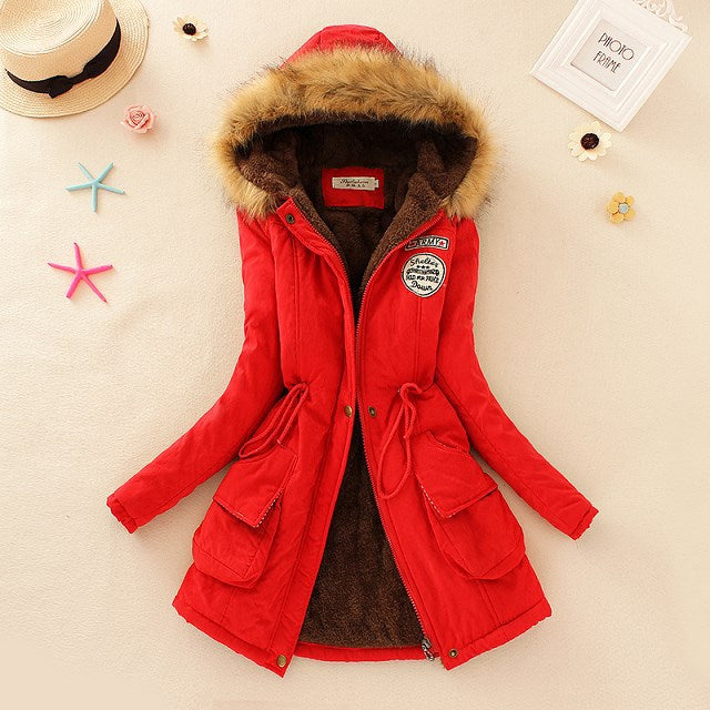 2025 New Autumn Winter Women Cotton Jacket Padded Casual Slim Coat Emboridery Hooded Parkas Wadded Warm Overcoat Fashion Parkas