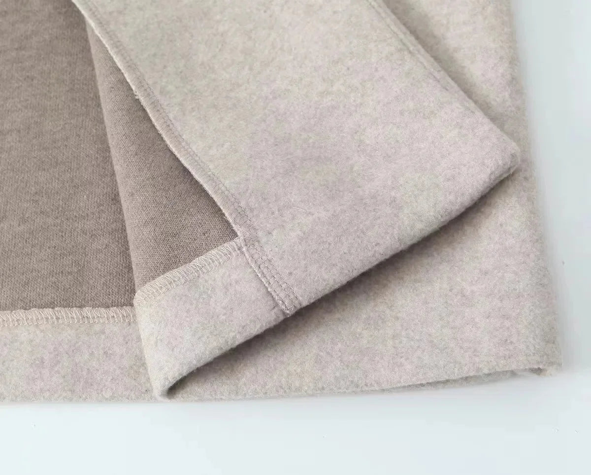 2025 Women Woolen coat Fashion Solid Open Stitch Long Trench Coats Vintage V-Neck Full Sleeves Female Chic Lady Outfits