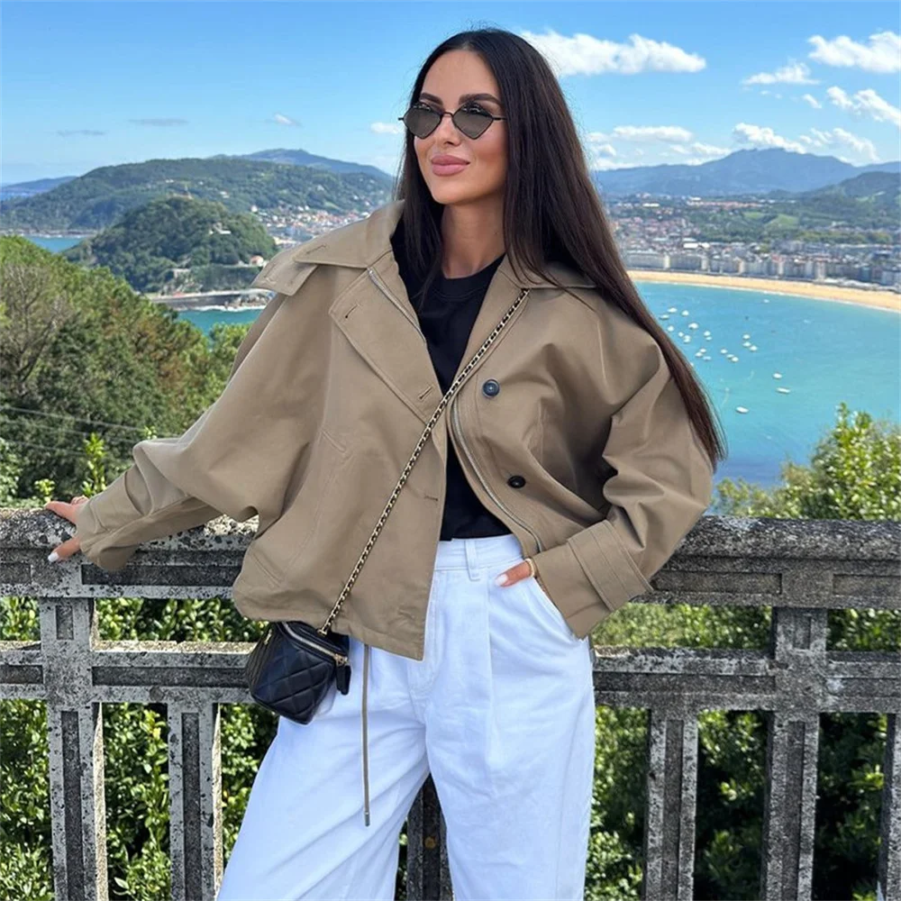 2025 autumn new women's clothing temperament commuting loose and simple hooded long sleeved short jacket