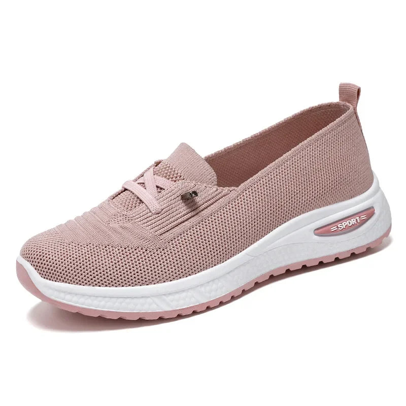 2025 Women's Casual Shoes Fashion Breathable Walking Flat Bottom Sports Shoes Women's Fitness Large Pink Women's Shoes 36-43