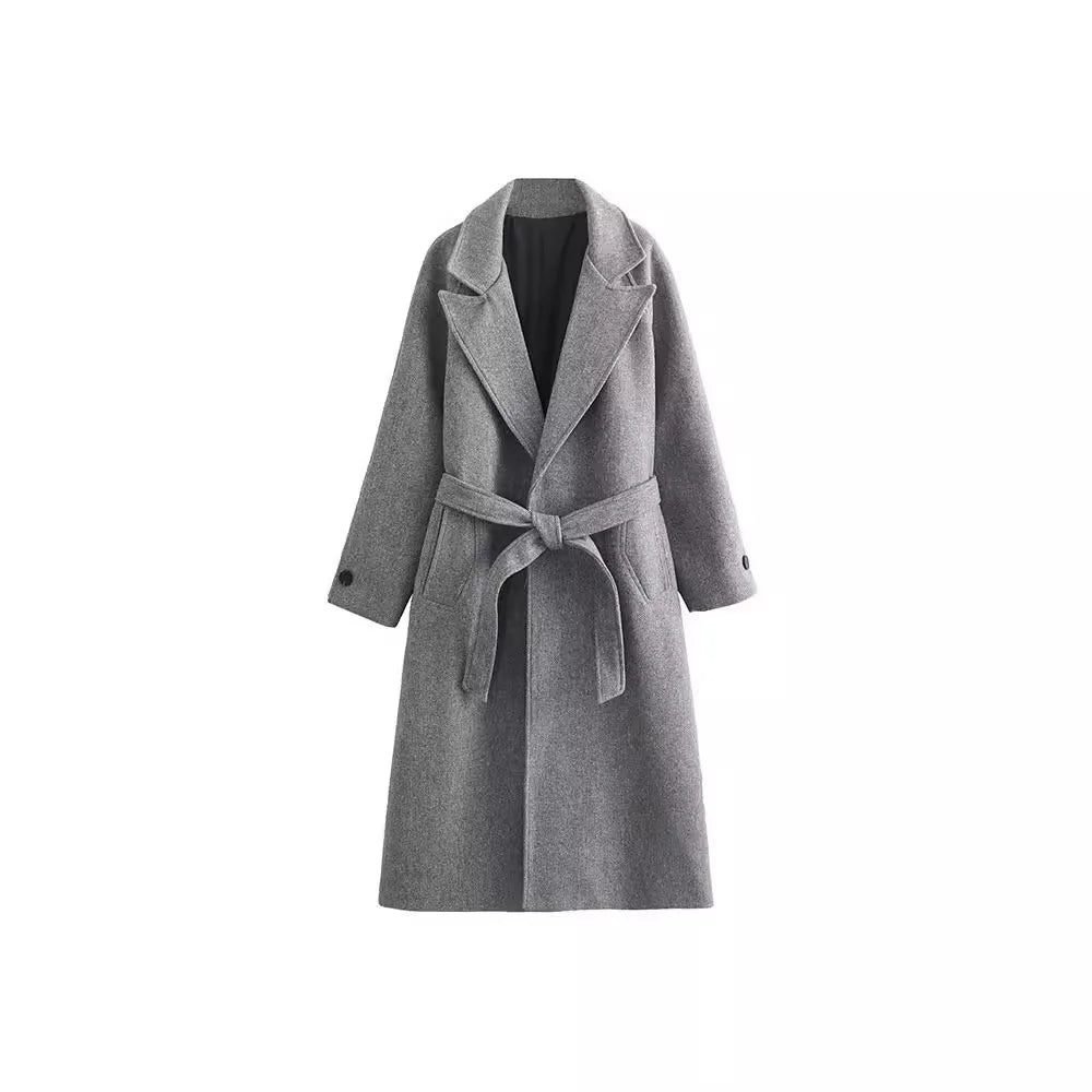 2025 Autumn/Winter New Personalized Fashion Casual Neutral Belt Coat Warm Long Coat