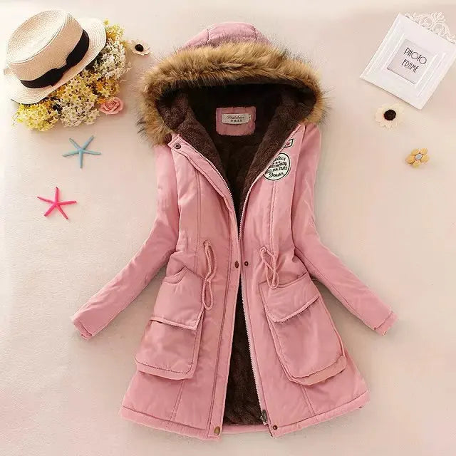 2025 New Autumn Winter Women Cotton Jacket Padded Casual Slim Coat Emboridery Hooded Parkas Wadded Warm Overcoat Fashion Parkas