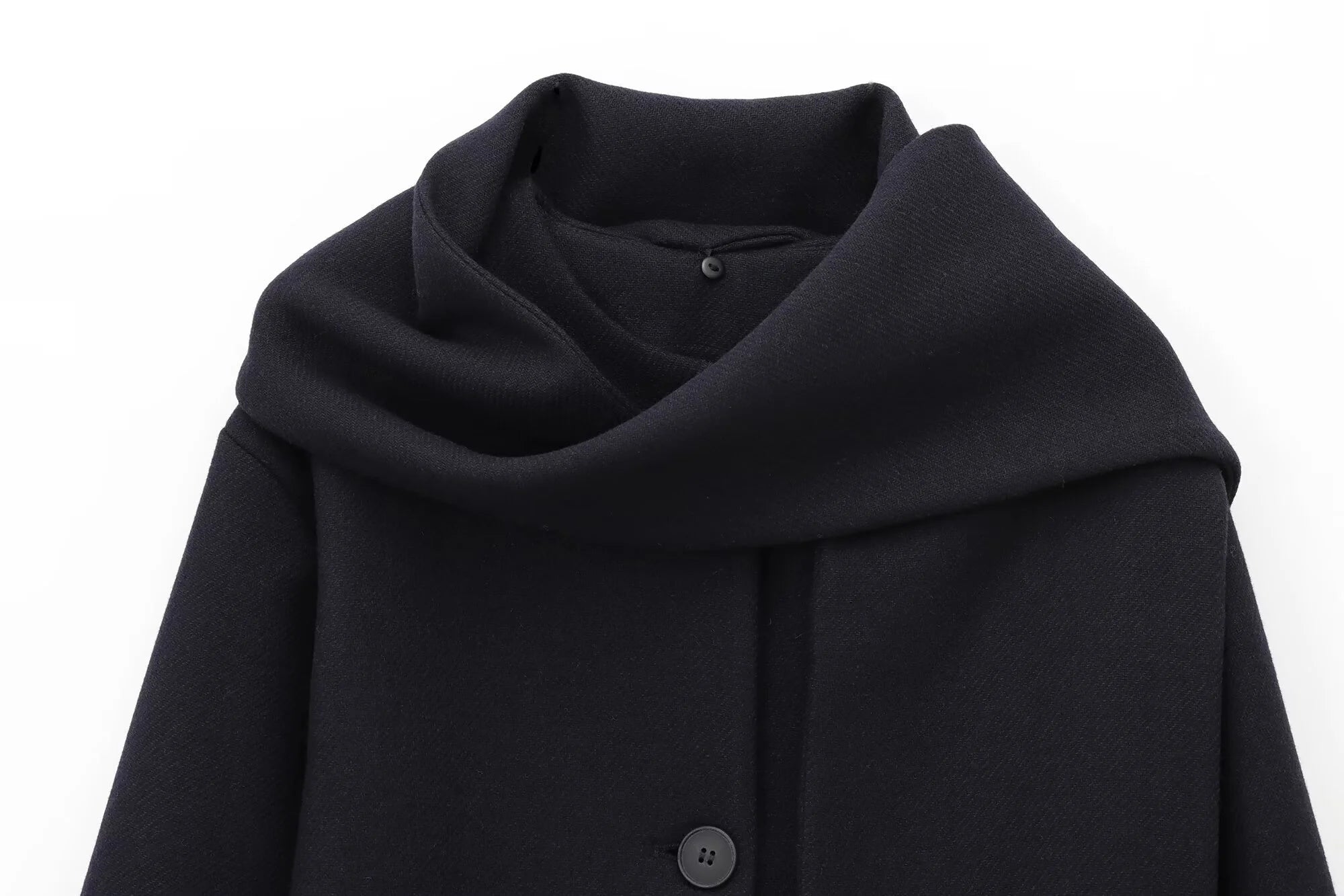 ZERAINS 2025 Autumn/Winter New Product Women's Wear High Grade Wool Blended Scarf Round Neck Long Sleeve Coat Coat