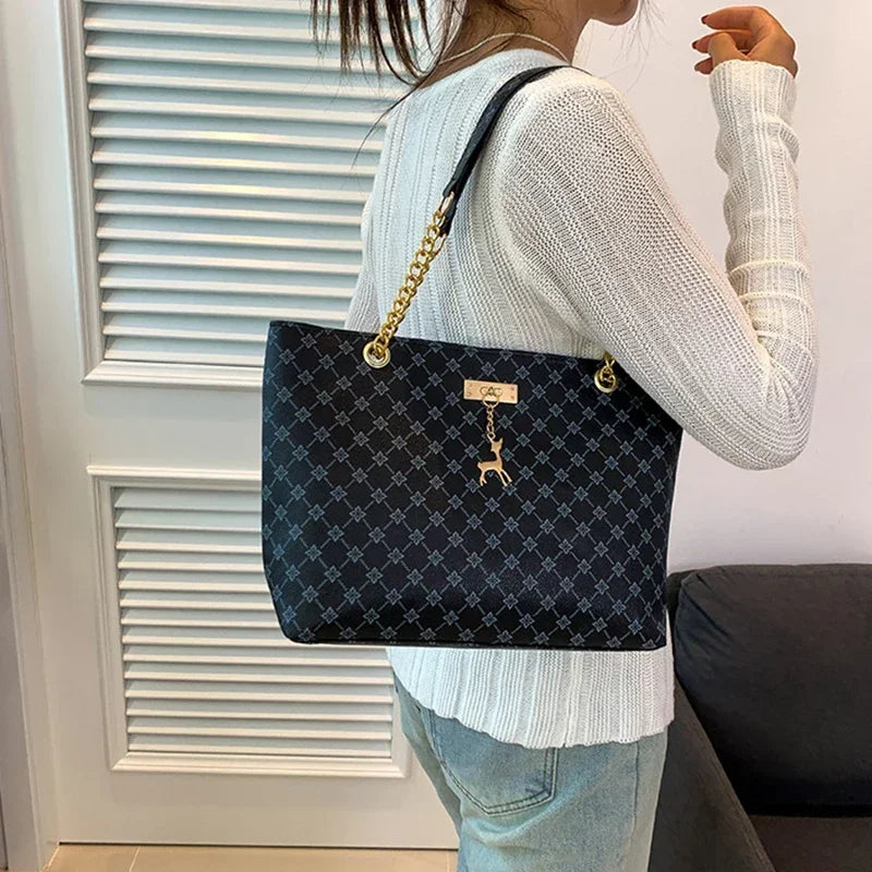 Summer High Quality PU Leather Fashion Large-capacity Shoulder Armpit Women's Bag Work Student Travel Female Retro Handbag Tote