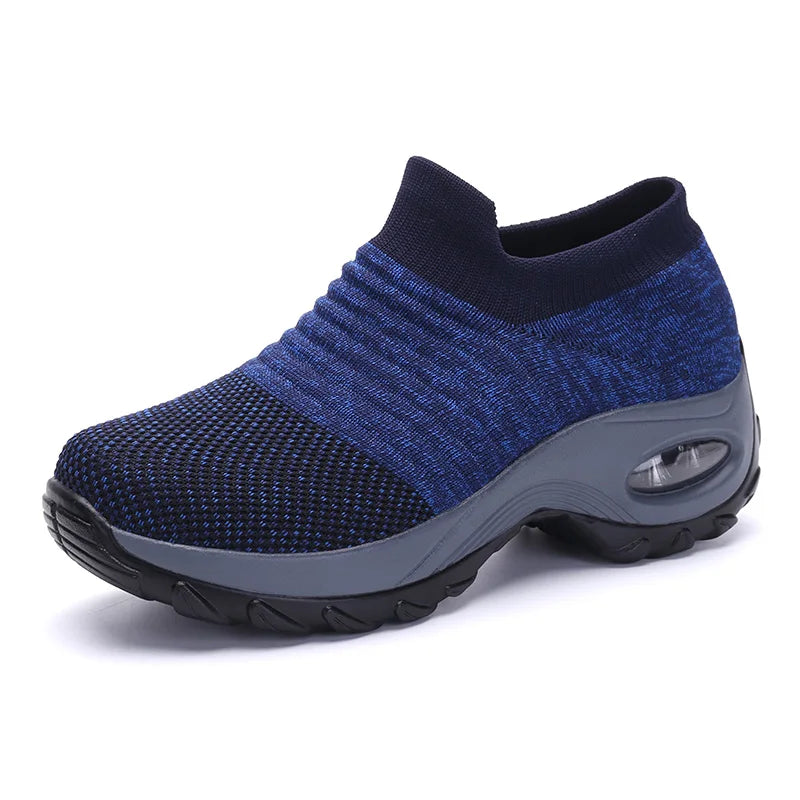 Women's Walking Trainers Fashion Fly Weaving Sock Sneakers Breathable Comfortable Nursing Shoes Casual Platform Loafers Non-Slip