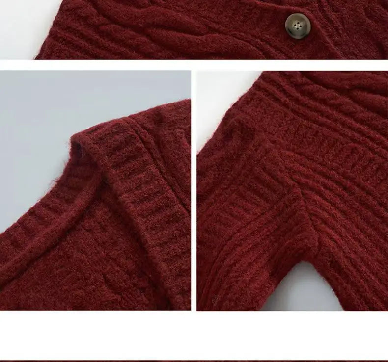 New In Outerwear Elegant Winter Coat Loose Matching Cardigan For Women Long Sleeve Top Vintage Casual Basic Top Sweater Knitwear