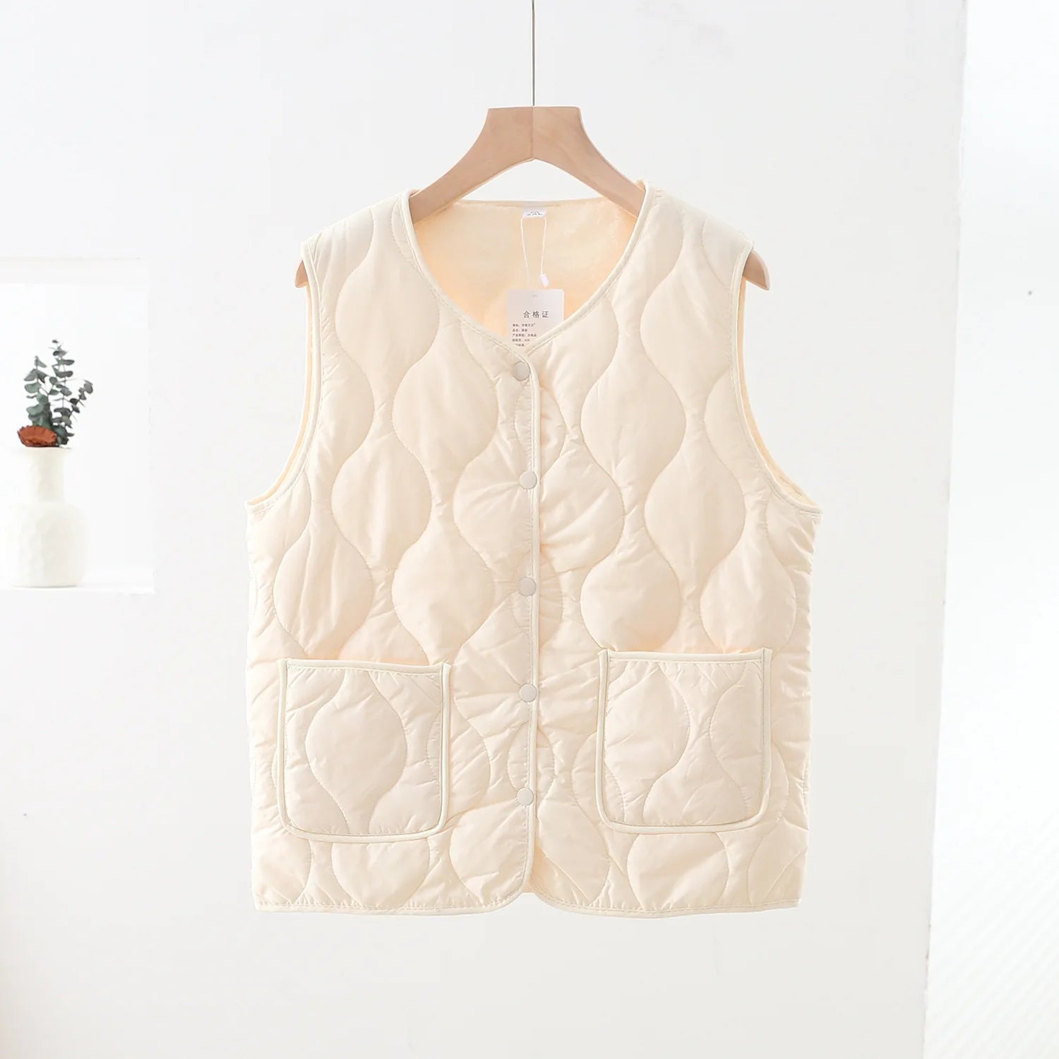 Women's Thickened Warm Vest 2025 Winter New Style Home Wear Outerwear Fleece Lined Non-Bulky V-Neck Casual Style Polyester Fiber